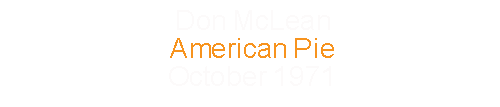 Don McLean			American Pie				October	1971